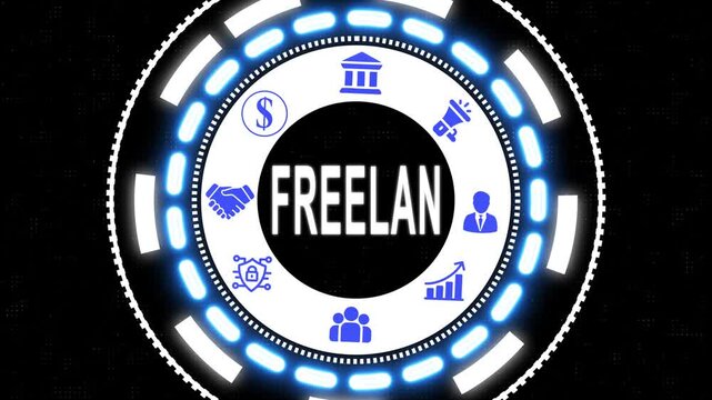 Digital illustration of freelance business concepts and modern economic trends