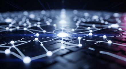 Abstract Digital Network Connection on a Circuit Board