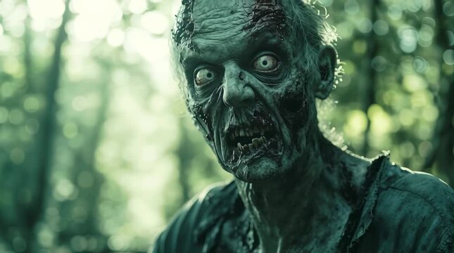 Close-Up of an Aged Zombie Face
