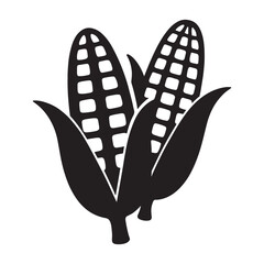 Twin Corn Cobs Silhouette Icon

