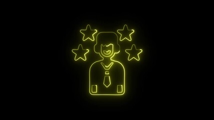 Employee of the Month Animation with Glowing Lines on Black Background
