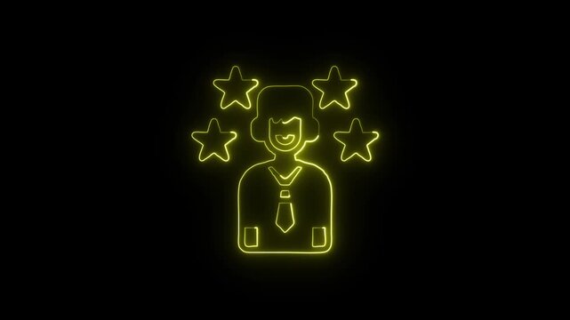 Employee of the Month Animation with Glowing Lines on Black Background