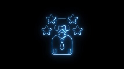 Employee of the Month Animation with Glowing Lines on Black Background