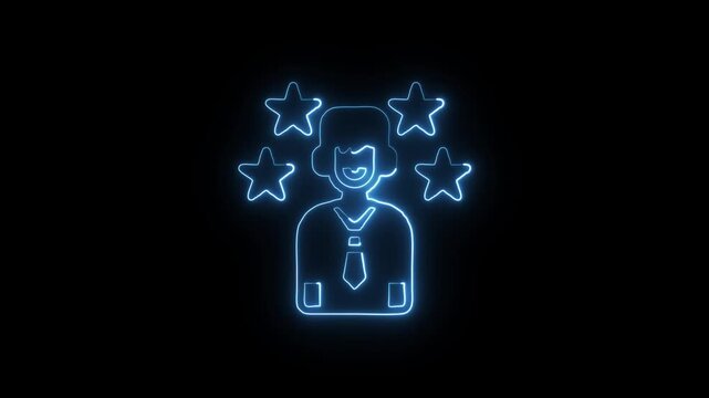 Employee of the Month Animation with Glowing Lines on Black Background