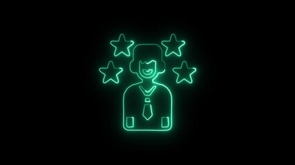 Employee of the Month Animation with Glowing Lines on Black Background