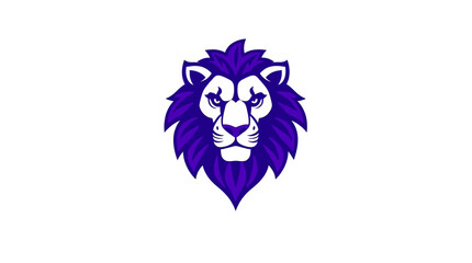 A stylized purple lion head illustration against a clean white background, showing focused eyes.
