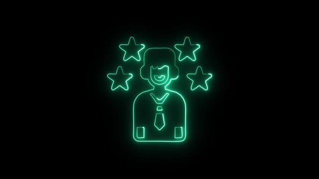 Employee of the Month Animation with Glowing Lines on Black Background