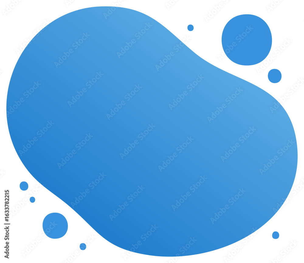 Poster abstract gradient blob with circles blue graphic element, vector illustration