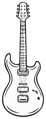 Obraz premium Electric Guitar Outline Drawing, Musical Instrument Illustration, Musical Hobby, Vector Art