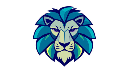 A stylized illustration of a lion's head, featuring a detailed mane and fierce expression.