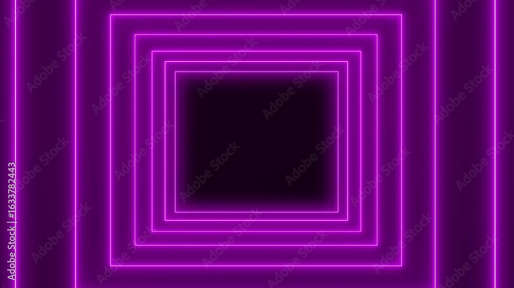 Poster video animation of abstract glowing motion design with purple neon cubes - abstract background - sea