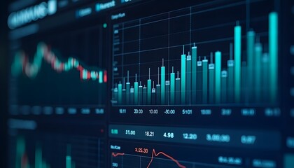 Finanzdiagramm mit Balken- und Liniendiagramm auf digitalem Bildschirm 
