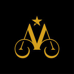 Luxury Letter M with Star Logo Design Inspiration