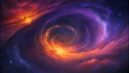 Fototapeta premium Illustration of a vibrant and dynamic swirling nebula in deep space, filled with glowing stars and cosmic energy