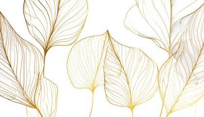 Gold leaf line art on white background; elegant, minimalist design