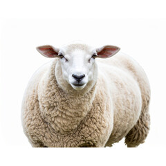 Obraz premium Sheep with lambs standing on grass isolated on white background