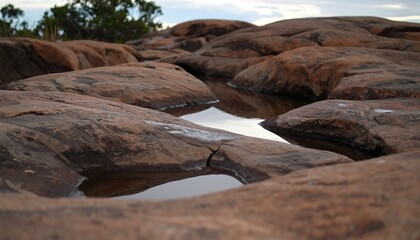 Rocky terrain with water pools