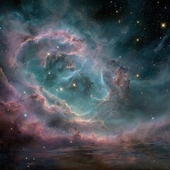 Fototapeta premium Nebula swirls in cosmic tapestry