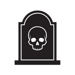 Vector art of tombstone with skull illustration isolated on white background