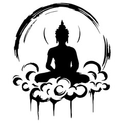 Silhouette of Buddha statue