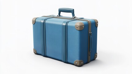 A vintage blue suitcase ready for grand adventures and worldly exploration memories waiting to be unpacked with a clean
