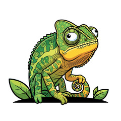 Fototapeta premium Cute Cartoon Chameleon Character