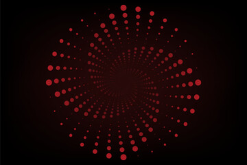 Red spiral dots pattern on black background creating dynamic wave effect