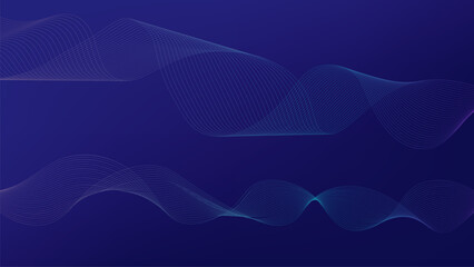 Abstract wave line design with smooth flowing curves dark blue background creating calm