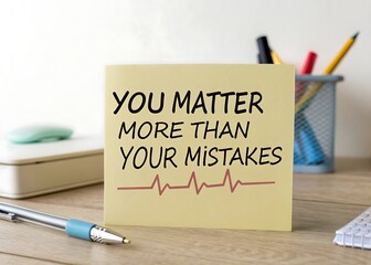 sticky note says you matter more than your mistakes