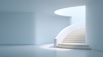 Fototapeta premium Modern Minimalist Staircase in Bright Interior Space