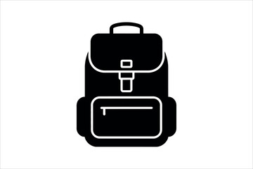 Black backpack with front pocket white