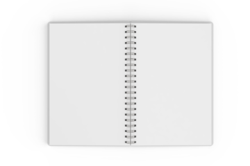 3D realistic spiral bound notepad mockup with white blank paper isolated on background. For the business presentation journal, diary, notepad, booklet, paper drawing, catalogue, publisher, ads