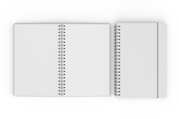 3D realistic spiral bound notepad mockup with white blank paper isolated on background. For the business presentation journal, diary, notepad, booklet, paper drawing, catalogue, publisher, ads