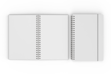 3D realistic spiral bound notepad mockup with white blank paper isolated on background. For the business presentation journal, diary, notepad, booklet, paper drawing, catalogue, publisher, ads