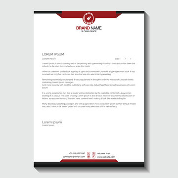 Elegant Letterhead tempalte in red and dark gray for comapny branding