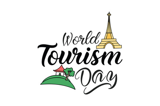 World Tourism Day Calligraphy Design – Elegant Handwritten Typography - Powered by Adobe