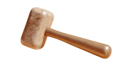 Wooden mallet isolated on transparent background