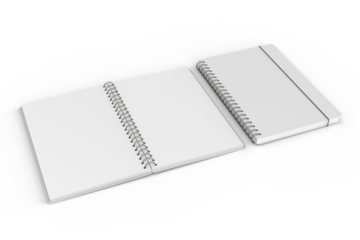 3D realistic spiral bound notepad mockup with white blank paper isolated on background. For the business presentation journal, diary, notepad, booklet, paper drawing, catalogue, publisher, ads