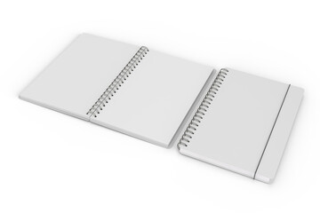  3D realistic spiral bound notepad mockup with white blank paper isolated on background. For the business presentation journal, diary, notepad, booklet, paper drawing, catalogue, publisher, ads