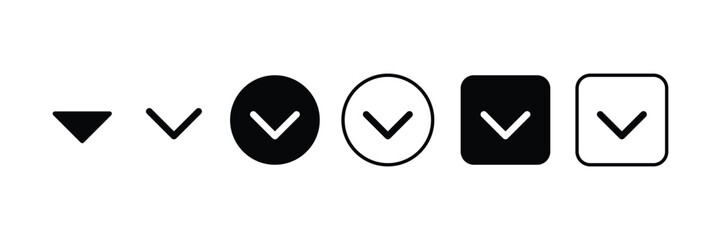 Set of Website dropdown arrow icon collection. Dropdown arrow symbol.