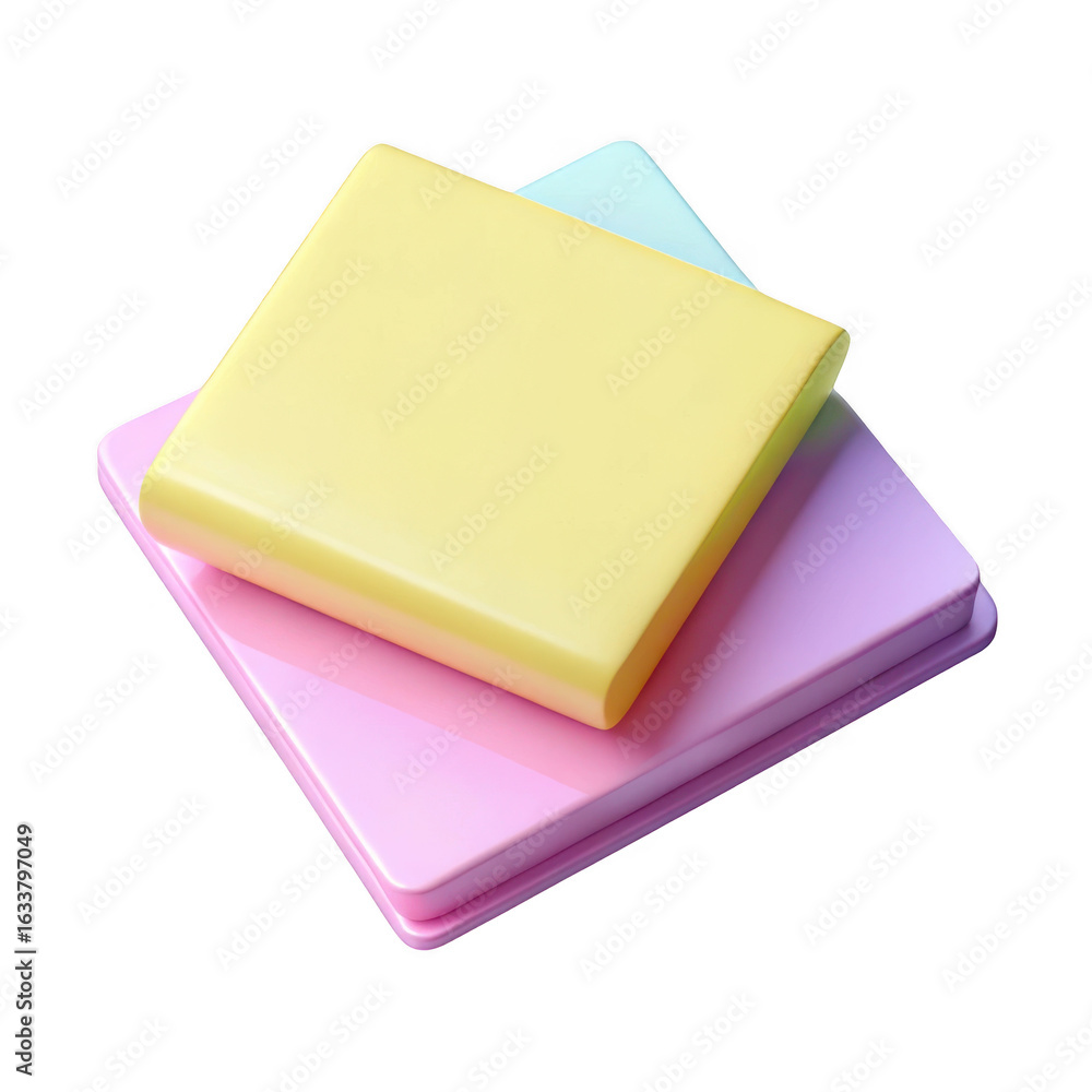 Poster 3d stack of sticky notes isolated on transparent background