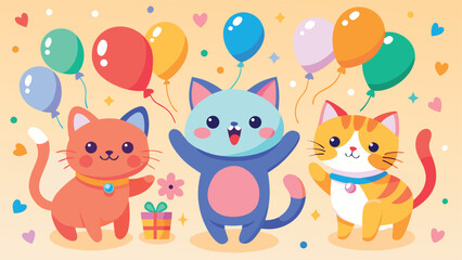 Naklejka premium Colorful Cat Vector Illustration for National Cat Day