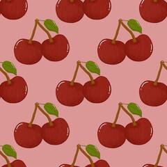 Cherry print pattern seamless. Cherry background for digital papers vinyl, fabric surface, printing, cutting, stickers, crafts Ideal, gift wrap, scrapbook paper and more.