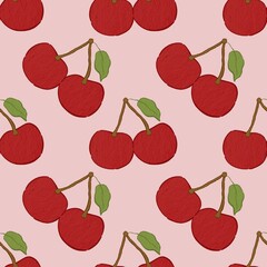 Cherry print pattern seamless. Cherry background for digital papers vinyl, fabric surface, printing, cutting, stickers, crafts Ideal, gift wrap, scrapbook paper and more.