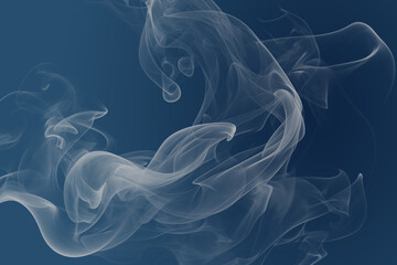 Realistic white smoke on dark blue background