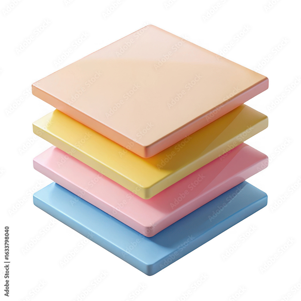 Poster 3d stack of sticky notes isolated on transparent background