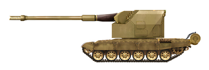 Self-propelled gun concept based on the T-72 tank chassis, with an RCH-155 turret © Tikros