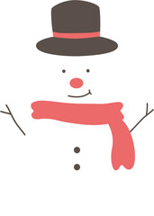 snowman wearing top hat and scarf cartoon illustration
