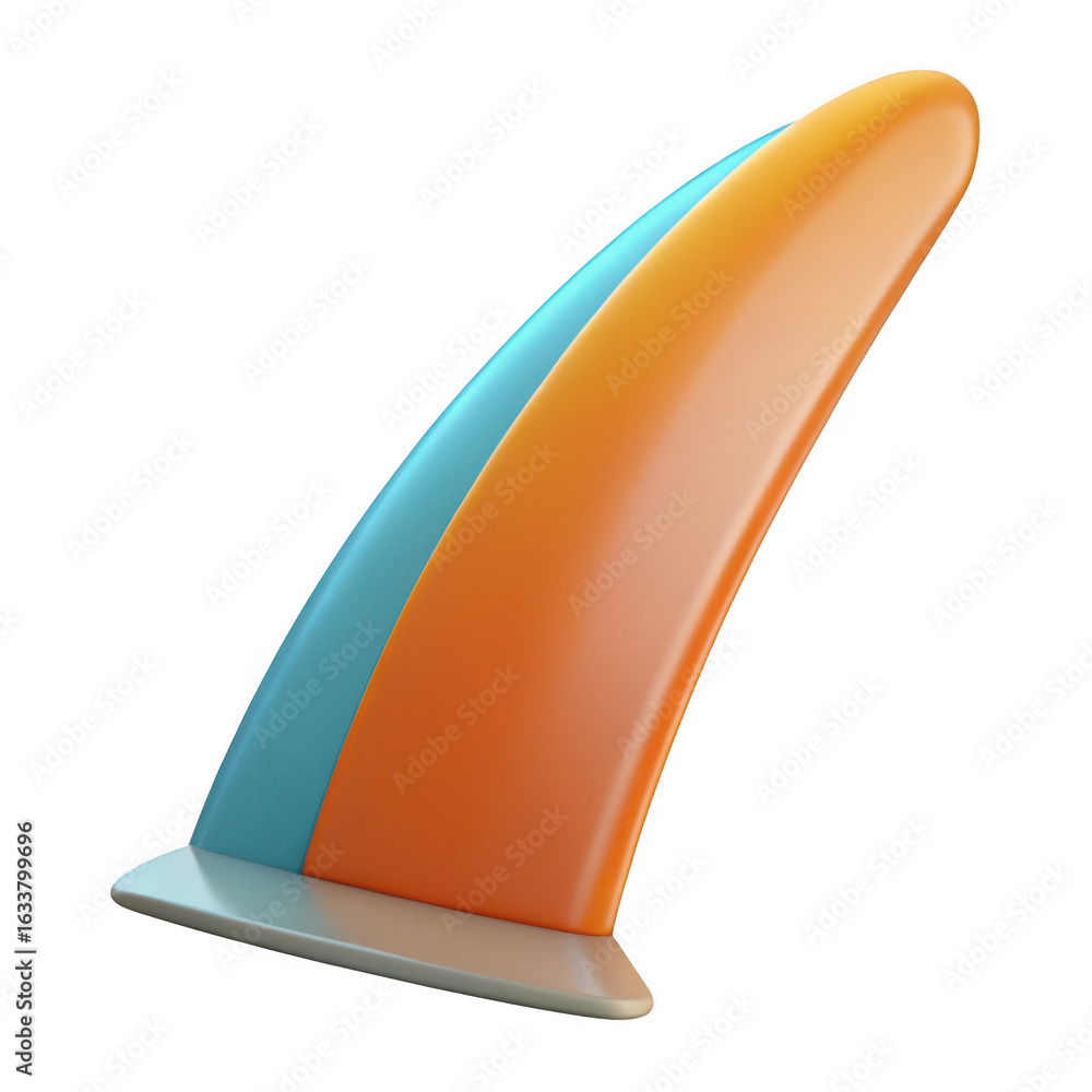 Poster 3d surfboard fin with dual color design isolated on transparent background