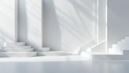 Obraz premium Minimalist White Podium on Marble Floor for Product Display